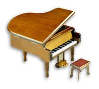 Brown Wooden Grand Piano Wind up Musical Boxes with Sankyo Musical Movement (60 Tunes Option) (Ode to Joy)