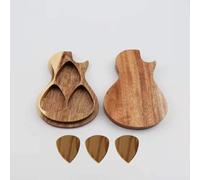 Brown,Wooden Guitar Pick Box Storage And 3 Guitar Picks Guitar Picks Case Holder Organizer For Guitarist Musician Gift