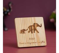 Brown Wooden Message for Brother Bro, Thanks for Being Someone I Can Follow with 2 Elephants Decorative Showpiece for Home Decor | Gift for Brother on Raksha Bandhan, Birthday