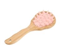 Brown Wooden Paddle Hair Brush for Wet and Dry Detangling | Silicone Massage Surface, Painless Use on Long Hair and Wigs, Suited to Shower Styling