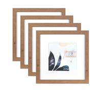 Brown Wooden Picture Frame 10x10 Inch Photo Frame with Mount for 6x6 Inch Photo for Freestanding and Wall Mountable
