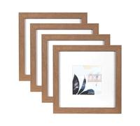 Brown Wooden Picture Frame 8x8 Inch Photo Frame with Mount for 4x4 Inch Photo for Freestanding and Wall Mountable