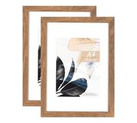 Brown Wooden Picture Frame A4 with Mount,Set of 2,A4 Picture Frame,Freestanding and Wall Mountable