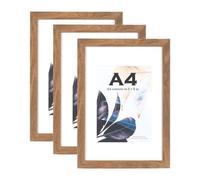 Brown Wooden Picture Frame A4 with Mount,Set of 3,A4 Picture Frame,A4 Poster Frame,A4 certificate frame,Freestanding and Wall Mountable…