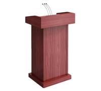 Brown Wooden Podium for Conferences & Events, Open Space Design, Professional Presentation Lectern for Hotels & Public Speaking, Welcome Table Stand