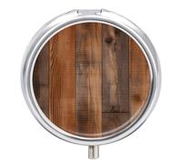 Brown Wooden Round Pill Box 3 Compartment Medicine Pill Organizer with Mirror Travel Small Pill Case Cute Vitamin Organizer Portable Daily Pill Container for Pocket Purse