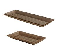 Brown Wooden Serving Tray Rectangle Home Décor Display Plate Hallway Table Dish (20x40cm)