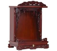 Brown Wooden Shrine Altar Table - Chinese Meditation & Buddha Statue Stand with Hidden Tray Compact Buddhist Altar Cabinet for Worship & Prayer (54x35x65cm)