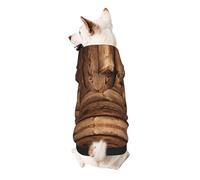 Brown Wooden Small Dog Hoodie Cute Printed Pet Sweater with Hood for Small Breed Dogs, Lightweight Comfortable