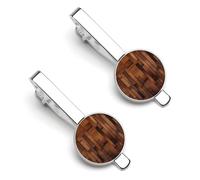 Brown Wooden Wall Tie Clips for Men Classic Necktie Tie Bar 2 Pack Clasp Clips Gifts for Anniversary Business