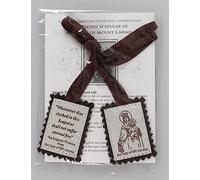 Brown Wool Scapular Of Our Lady Mount Carmel and Prayer Card