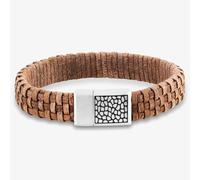 Brown Woven Leather Bracelet OSB-2257SDBN Bourne and Wilde Brown 19cm