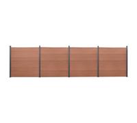 Brown WPC Fence Panel Set 699x186 cm, Durable Wood-Plastic Composite Garden Barrier for Privacy & Security, Easy Install Outdoor Pet Fence