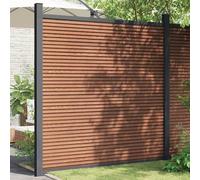 Brown WPC Fence Panel with 2 Posts - 180x186 cm Outdoor Garden Gate Patio Fencing Ideal for Yard Securi and Aesthetic Walkway Design