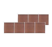 Brown WPC Garden Fence Panel Set, 1218x186 cm Outdoor Privacy Barrier, Wood-Plastic Composite No-Dig Yard Animal Enclosure