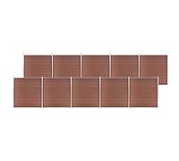 Brown WPC Garden Fence Panel Set, 1737x186 cm Outdoor Privacy Barrier, Durable Wood-Plastic Composite Yard Fencing with Aluminum Posts for Animal Control