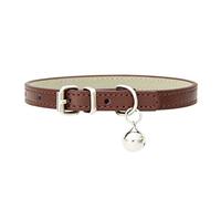 Brown XXS Dog Collar With Bell, PU Leather Cat Collar With Bell Soft Dog Collars For Small Dogs Adjustable Buckle For Tiny Teacup XS Extra Small Male Boys Kittens Puppy Like Chihuahua, XX-Small