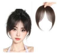 Brown,Xytraiihw Women Hair Toppers with Bangs, 100% Human Hair Topper Natural Clip-On Side Bangs Natural Looking Hair Piece for Daily Use