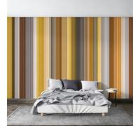 Brown Yellow Stripe Wallpaper Home Decor, 366x254 cm (WxH) | Modern Stripes Wall Mural, Bedroom, Living Room, Non-Woven Photo Wallpaper D&p1