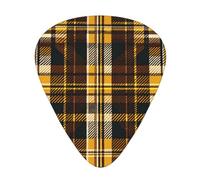 Brown-Yellow-Tartan 12 Pack Guitar Picks With 3 Thicknesses And Storage Box, Abs Plectrums For Electric Bass Guitar Players