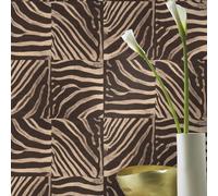 Brown Zebra Pattern Animal Print Textured Wallpaper Rasch Extra Washable Vinyl