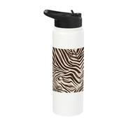 Brown Zebra Stripes Exotic Animal Pattern Stainless Steel Insulated Water Bottle
