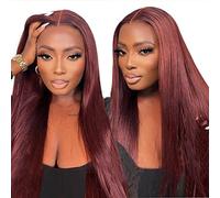 BrownBomb Reddish Brown Lace Front Wigs Pre Plucked Ready to Wear, HD Glueless 13X5X1 Synthetic Lace Front Wigs for Women 180 Density, Rich Reddish Brown Wig