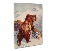 Browne, Belmore Alaska Brown Bear Canvas Print | Gallery Wrapped 30mm Frame Wall Art | 20x14 inches | Ready to Hang | Retro Animals Picture | Living Room Bedroom Lounge Office