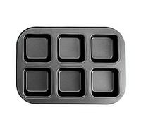 Brownie Bar Pan Square Muffin Cupcake All Edge Corner Individual with Dividers Nonstick Bread Loaf Meatloaf Cake Baking Tin Mold Tray for Toaster Oven Air Fryer (6 Gray Squares)