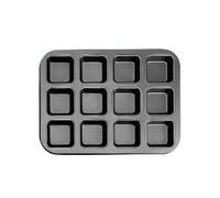 Brownie Bar Pan Square Muffin Cupcake All Edge Corner Individual with Dividers Nonstick Bread Loaf Meatloaf Cake Baking Tin Mold Tray for Toaster Oven Air Fryer (12 Gray Squares)