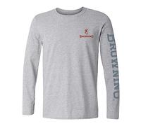 Browning Men's Buckmark T-Shirt, Hunting & Outdoors Long Sleeve Graphic Tees, Hunt Tough (Sport Gray), Medium