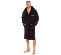 Brownings Mens Personalised Name Dressing Gown Bathrobe Nightwear (M, Black)