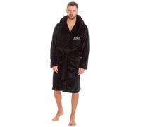 Brownings Mens Personalised Name Dressing Gown Bathrobe Nightwear (XL, Black)