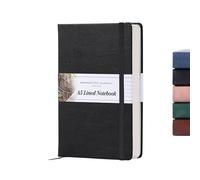 BROWNSTONE JOURNALS A5 Hardcover Lined Journal 5x8 - Notebook for Work & Writing, 160 Pages Thick 100 GSM Paper, Lay Flat Binding, Elastic Band, Ribbon Bookmark (Charcoal Black)