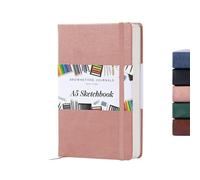 BROWNSTONE JOURNALS A5 Sketch Book Hardcover - 80 Sheets 100 GSM Paper 5x8, Lay Flat, Vegan Leather Cover, Elastic Band, Back Pocket, Art Drawing Book (Rose Wood)