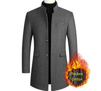 BROWON Brand Business Casual Trench Coat Men Chinese Style Solid Color Winter Coat Men 2025 Autumn and Winter Wool Coat for Men XXXL 80-87 KG Gray