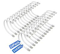 Brozzag Ethernet Cable 1ft-24Pack for Cat6/Cat5E, 10Gbps, 24AWG, White | High Speed Snagless Patch Cord, Solid CCA, 550MHz Bandwidth, Network Cable PoE Support, Standard RJ45 Connector for PC/Server