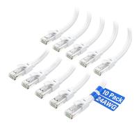 Brozzag Ethernet Cable 6ft-10Pack for Cat6/Cat5E, 10Gbps, 24AWG, White | High Speed Snagless Patch Cord, Solid CCA, 550MHz Bandwidth, Network Cable PoE Support, Standard RJ45 Connector for PC/Server