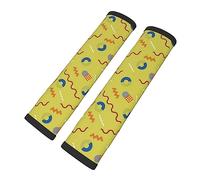 Brpzosi 80s Retro Yellow Memphis Car Seat Belt Pad CoverSeatbelt Protector Pack of 2 Car Interior Decor