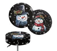 Brpzosi Bar Stool Covers 2 Pack Snowflake Snowman Christmas Barstool Covers Slipcovers Washable Chair Slipcovers for Home Bar Wedding Party Decor