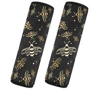 Brpzosi Bees Black Car Seat Belt Cover Pad for Baby Kids Seatbelt Covers Soft Shoulder Strap Pad Cushion for Toddler Adult Cars 2 Pack