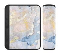 Brpzosi Blue Grey Gold Marble Car Seat Belt Cover Pad for Kids Baby Seatbelt Covers Soft Seat Strap Covers Cushion for Toddler Adult Cars 2 Pack