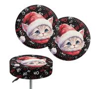 Brpzosi Christmas Cat HoHo Stool Covers Round Bar Stool Slipcover for Round Chair High Elastic Circle Stool Covers Durable Washable Bar Chair Seat Covers 2 Pieces Chair Slipcovers