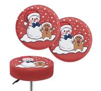 Brpzosi Christmas Round Bar Chair Seat Covers Set of 2 Stretchable Stool Cushion Covers with Elastic Dustproof Stool Slipcovers for Dining Room Cafe Furniture, Snowman Gingerbread Man