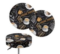 Brpzosi Coffee Pattern Slipcover for Swivel Chair Barstool Stool Cushion Round Bar Stool Seat Covers for Coffeehouse Pub Club Dining Room Bar Counter Set of 2