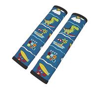 Brpzosi Dinosaur On The Beach Vacation 2 Pack Car Seat Belt Pad Cover,Soft CarSeat Belt Strap Shoulder Pad for Adults and Children,Suitable for Car Seat BeltYour Neck and Shoulder