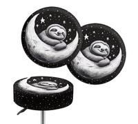 Brpzosi Moon Stars Sloth Bar Stool Covers Round with Elastic Round Stool Cushion Slipcover Bar Chair Cover for Pub Club Coffee Shop Bar Counter Bouncy Fabric Washable