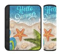 Brpzosi Summer Holidays Beach Seashore Car Seat Belt Cover Pad for Kids Babies Car Seat Strap Covers Cushion Soft Car Seat Neck Cover for Toddler Adult Cars 2 Pack