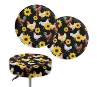 Brpzosi Sunflower Chicken Round Bar Chair Seat Covers Set of 2 Stretchable Stool Cushion Covers with Elastic Dustproof Stool Slipcovers for Dining Room Cafe Furniture