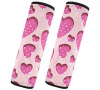 Brpzosi Valentine's Day Hearts and Dots Car Seat Belt Cover Pad for Kids Babies Car Seat Strap Covers Cushion Soft Car Seat Neck Cover for Toddler Adult Cars 2 Pack